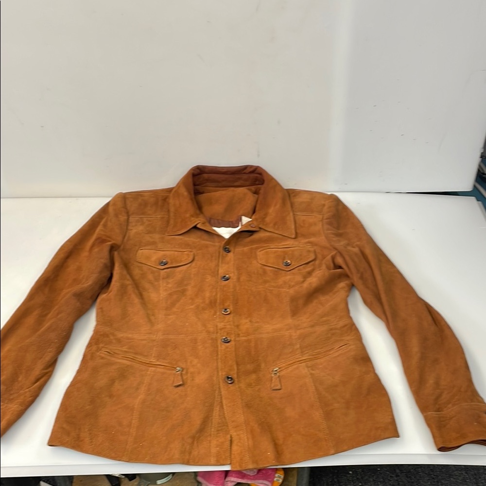 Dana Buchman Tan Jacket  Suede  with matching pants size large and 12